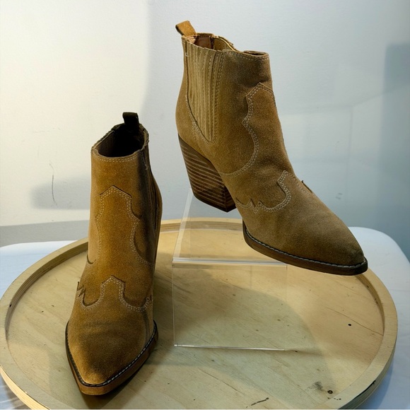 Sam Edelman Shoes - Sam Edelman Winona Western Suede Tan Ankle Boots